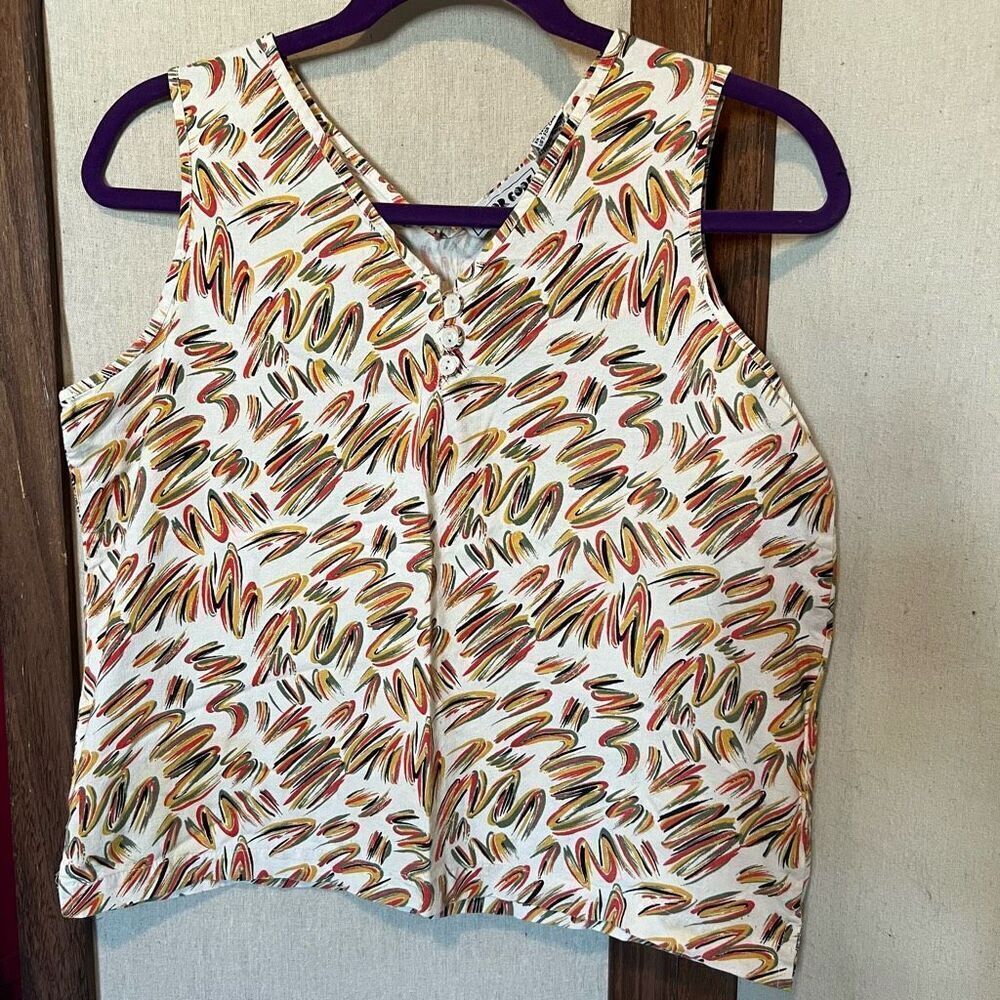 Vintage Color Code Sleeveless Patterned Blouse